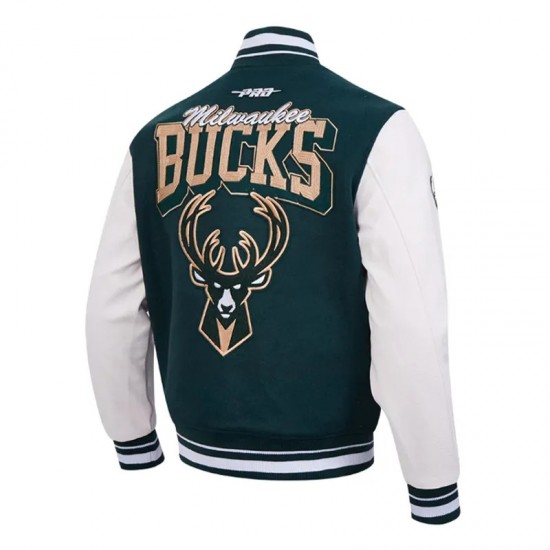 Milwaukee Bucks Team Badge Classic Rib Varsity Jacket