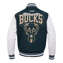 Milwaukee Bucks Team Badge Classic Rib Varsity Jacket Milwaukee Bucks Team Badge Classic Rib Varsity Jacket