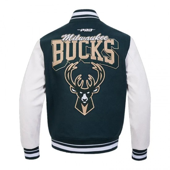 Milwaukee Bucks Team Badge Classic Rib Varsity Jacket Milwaukee Bucks Team Badge Classic Rib Varsity Jacket