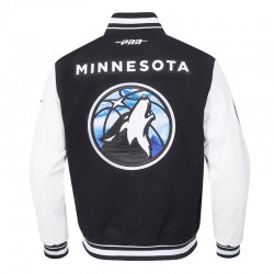 Minnesota Timberwolves 2024/25 City Edition Black and White Varsity Jacket Minnesota Timberwolves 2024/25 City Edition Black and White Varsity Jacket