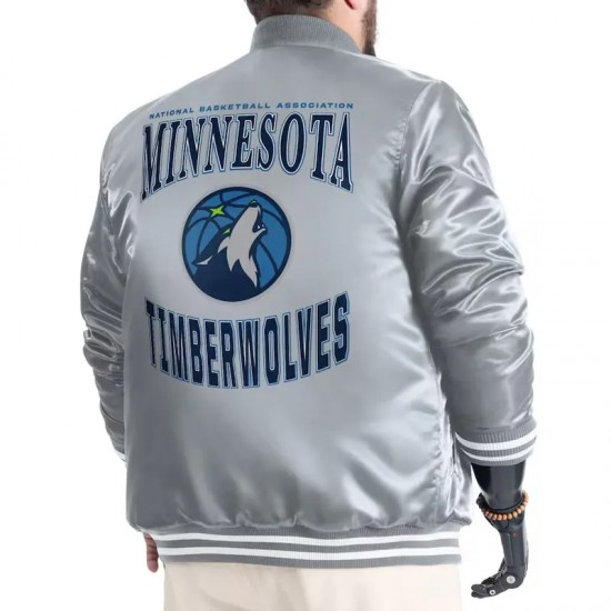 Minnesota Timberwolves Adaptive Bold Logo Varsity Satin Jacket