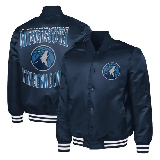 Minnesota Timberwolves Adaptive Bold Logo Varsity Satin Jacket