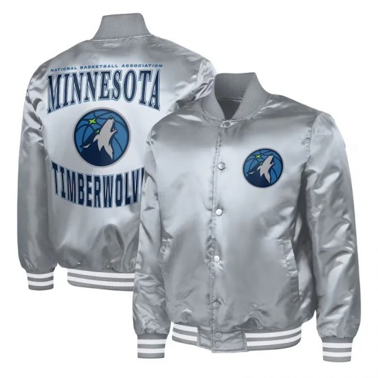 Minnesota Timberwolves Adaptive Bold Logo Varsity Satin Jacket