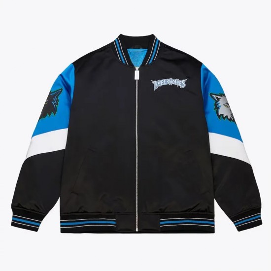 Minnesota Timberwolves Black Heavyweight Satin Jacket Minnesota Timberwolves Black Heavyweight Satin Jacket