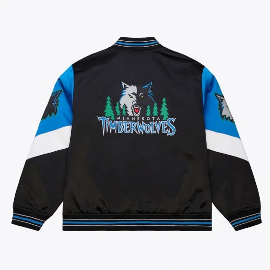 Minnesota Timberwolves Black Heavyweight Satin Jacket Minnesota Timberwolves Black Heavyweight Satin Jacket