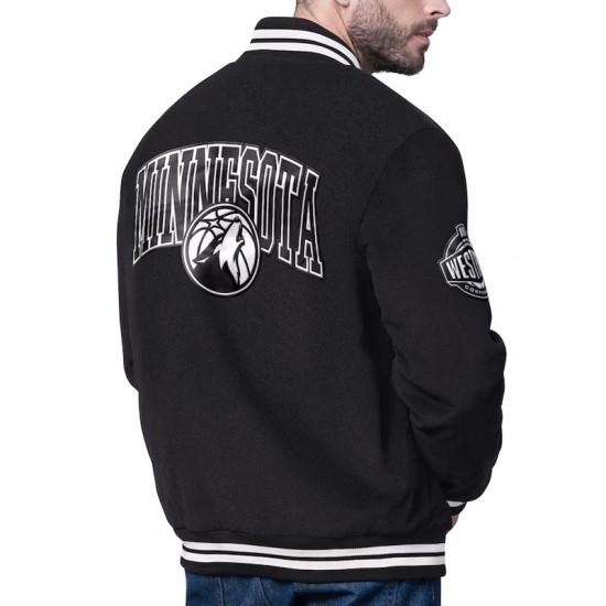 Minnesota Timberwolves Blackout Corduroy Varsity Jacket Minnesota Timberwolves Blackout Corduroy Varsity Jacket