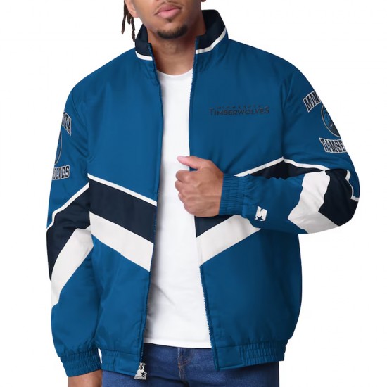 Minnesota Timberwolves Captain Blue Varsity Satin Jacket Minnesota Timberwolves Captain Blue Varsity Satin Jacket