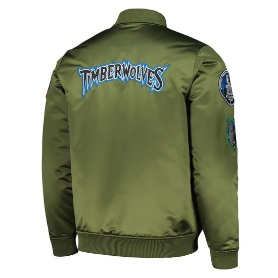 Minnesota Timberwolves Hardwood Classics Retro Green Satin Jacket Minnesota Timberwolves Hardwood Classics Retro Green Satin Jacket