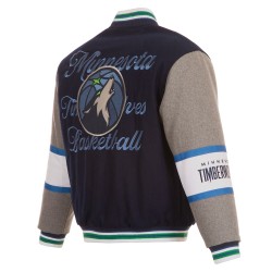 Minnesota Timberwolves Navy and Gray Varsity Wool Jacket Minnesota Timberwolves Navy and Gray Varsity Wool Jacket