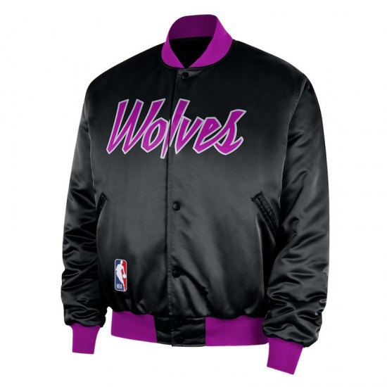 Minnesota Timberwolves Remix Courtside Black Bomber Jacket Minnesota Timberwolves Remix Courtside Black Bomber Jacket
