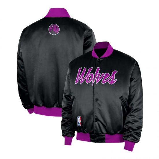 Minnesota Timberwolves Remix Courtside Black Bomber Jacket