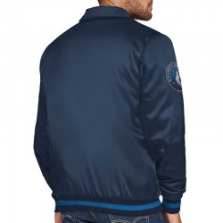 Minnesota Timberwolves Stitch Applique Navy Satin Jacket Minnesota Timberwolves Stitch Applique Navy Satin Jacket