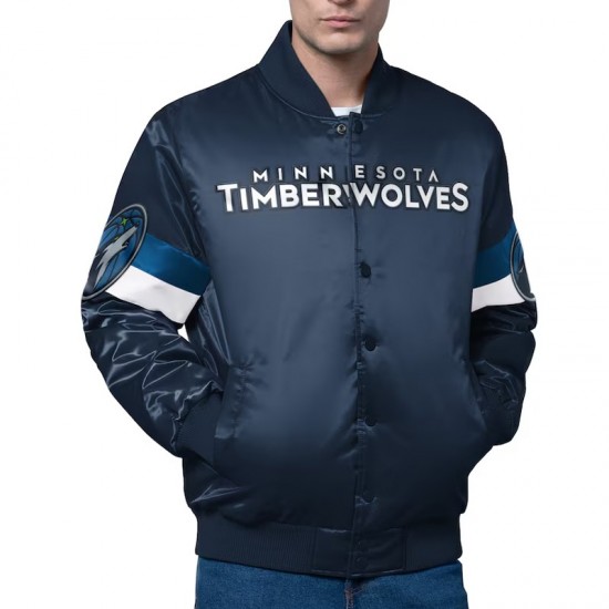 Minnesota Timberwolves Triple Option Varsity Satin Jacket Minnesota Timberwolves Triple Option Varsity Satin Jacket