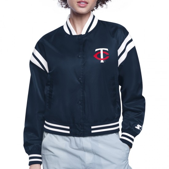 Minnesota Twins Printed Logo Varsity Satin Jacket Minnesota Twins Printed Logo Varsity Satin Jacket