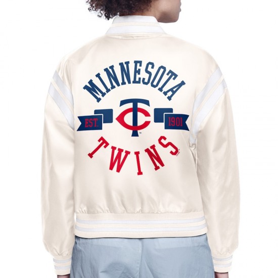 Minnesota Twins Printed Logo Varsity Satin Jacket Minnesota Twins Printed Logo Varsity Satin Jacket