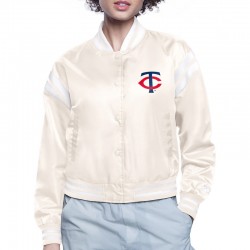Minnesota Twins Printed Logo Varsity Satin Jacket Minnesota Twins Printed Logo Varsity Satin Jacket