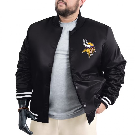 Minnesota Vikings Adaptive Team Graphic Varsity Satin Jacket Minnesota Vikings Adaptive Team Graphic Varsity Satin Jacket