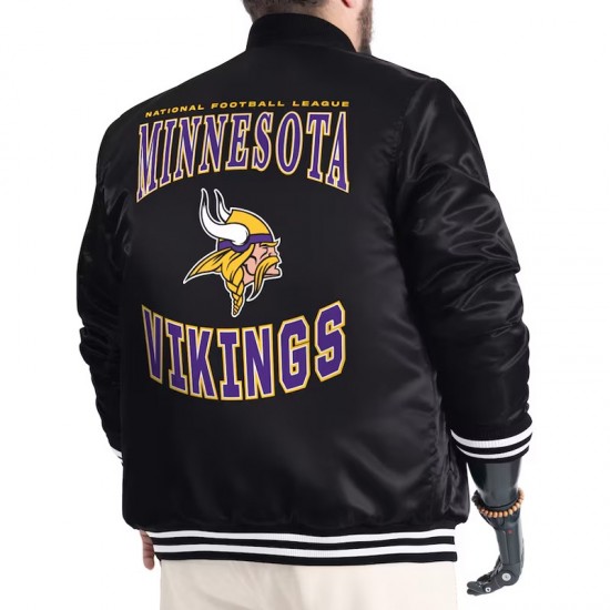 Minnesota Vikings Adaptive Team Graphic Varsity Satin Jacket