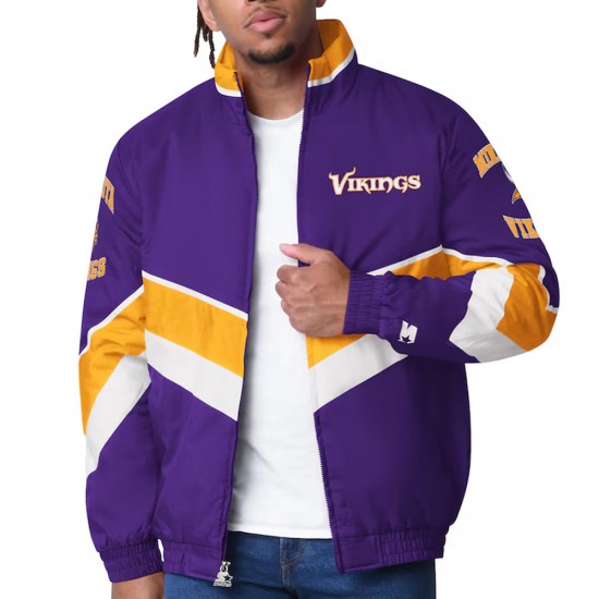 Minnesota Vikings Captain Purple Varsity Satin Jacket Minnesota Vikings Captain Purple Varsity Satin Jacket