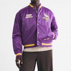 Minnesota Vikings Purple Varsity Bomber Satin Jacket