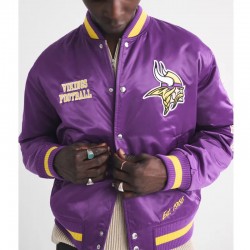 Minnesota Vikings Purple Varsity Bomber Satin Jacket