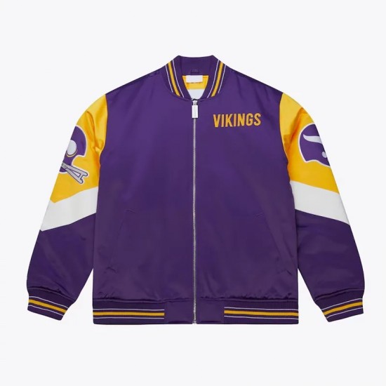 Minnesota Vikings Throw It Back Heavyweight Satin Jacket Minnesota Vikings Throw It Back Heavyweight Satin Jacket