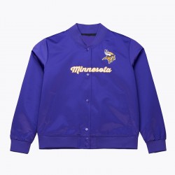 Minnesota Vikings Throwback Graphics Purple Satin Jacket