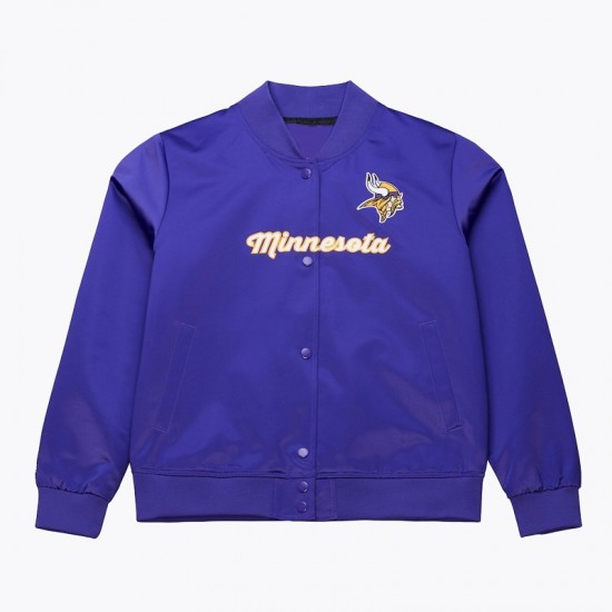 Minnesota Vikings Throwback Graphics Purple Satin Jacket