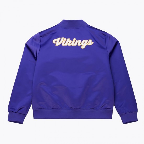Minnesota Vikings Throwback Graphics Purple Satin Jacket