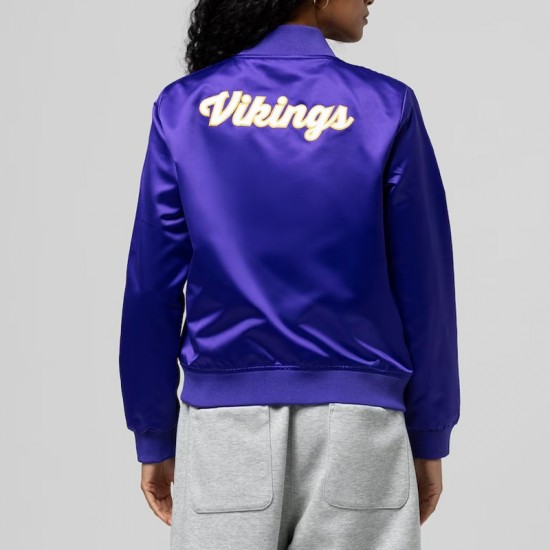 Minnesota Vikings Throwback Graphics Purple Satin Jacket