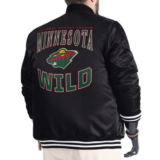 Minnesota Wild Adaptive Bold Logo Varsity Satin Jacket Minnesota Wild Adaptive Bold Logo Varsity Satin Jacket
