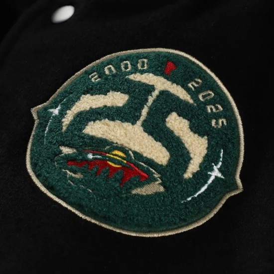 Minnesota Wild Nights Walk The Tunnel Black Varsity Jacket