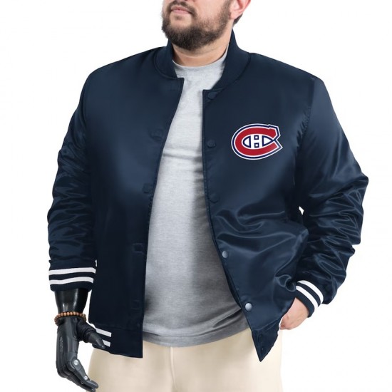 Montreal Canadiens Adaptive Bold Logo Varsity Satin Jacket Montreal Canadiens Adaptive Bold Logo Varsity Satin Jacket