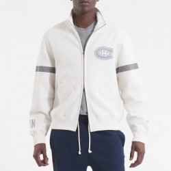 Montreal Canadiens White Striped Fleece Jacket