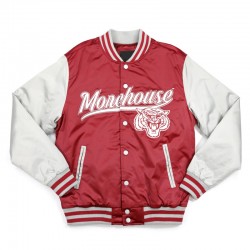 Morehouse Maroon and Light Gray Baseball Jacket Morehouse Maroon and Light Gray Baseball Jacket