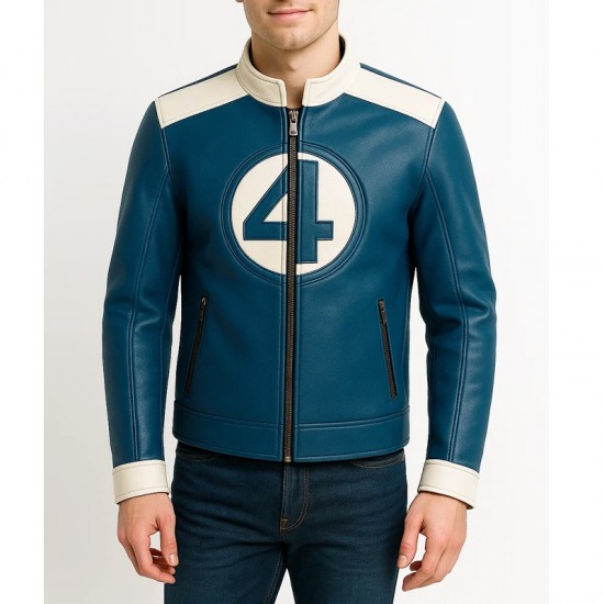 Mr Fantastic Blue Leather Bomber Jacket Mr Fantastic Blue Leather Bomber Jacket