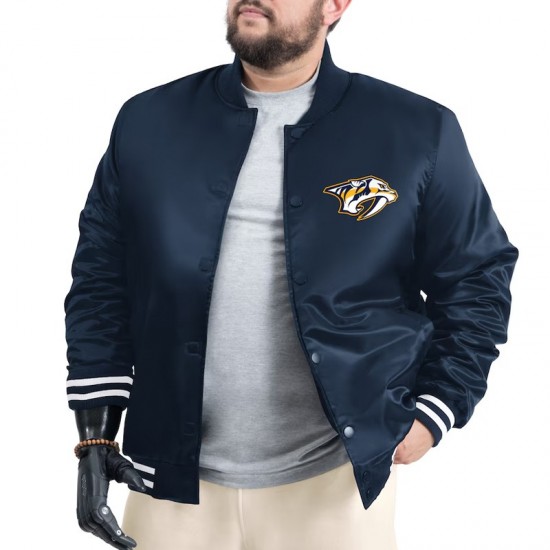 Nashville Predators Adaptive Bold Logo Varsity Satin Jacket Nashville Predators Adaptive Bold Logo Varsity Satin Jacket