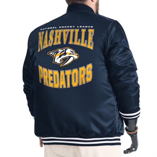 Nashville Predators Adaptive Bold Logo Varsity Satin Jacket