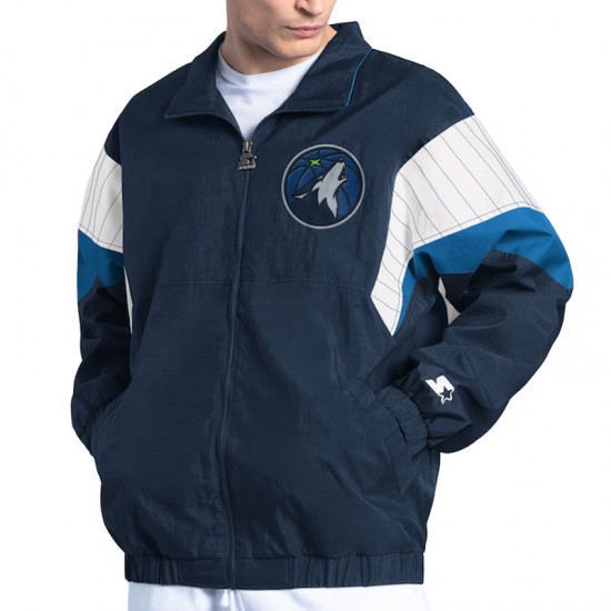 Navy Full-Zip Minnesota Timberwolves Yard Line Jacket Navy Full-Zip Minnesota Timberwolves Yard Line Jacket