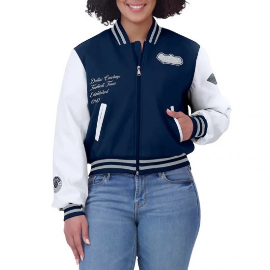 Navy/White Dallas Cowboys Varsity Full-Zip Jacket Navy/White Dallas Cowboys Varsity Full-Zip Jacket