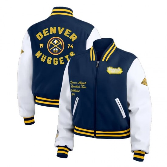 Navy/White Denver Nuggets Varsity Full-Zip Jacket