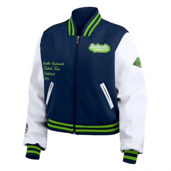 Navy/White Seattle Seahawks Varsity Full-Zip Jacket