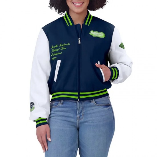 Navy/White Seattle Seahawks Varsity Full-Zip Jacket