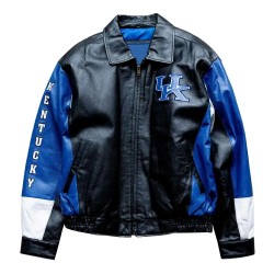 Kentucky Wildcats Blue and Black Leather Jacket