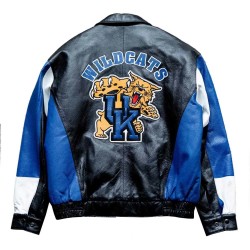 Kentucky Wildcats Blue and Black Leather Jacket