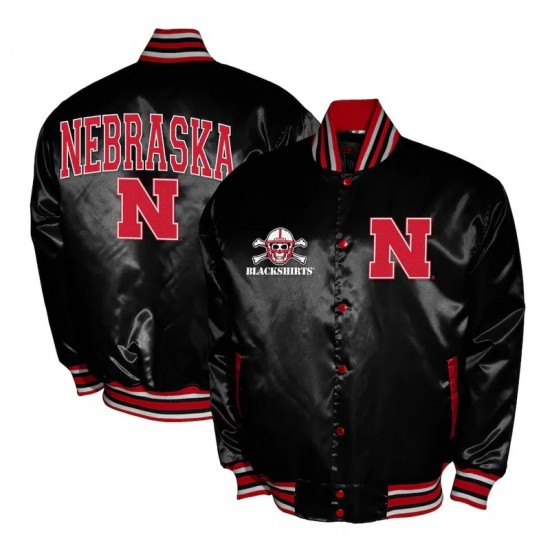 Nebraska Huskers Club Satin Varsity Jacket