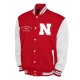 Nebraska Huskers Fleece Scarlet and White Varsity Jacket Nebraska Huskers Fleece Scarlet and White Varsity Jacket