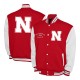 Nebraska Huskers Fleece Scarlet and White Varsity Jacket