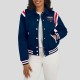 New England Patriots Lightweight Navy Varsity Satin Jacket