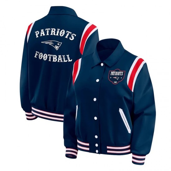New England Patriots Lightweight Navy Varsity Satin Jacket
